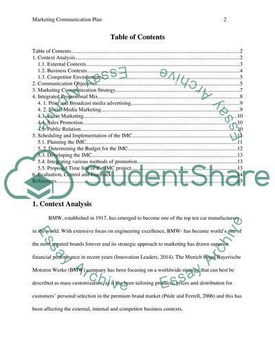 Marketing Communication Plan for BMW