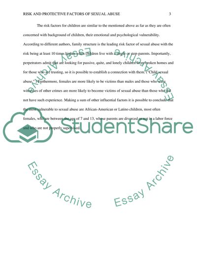 Risk and Protective Factors of Sexual Abuse