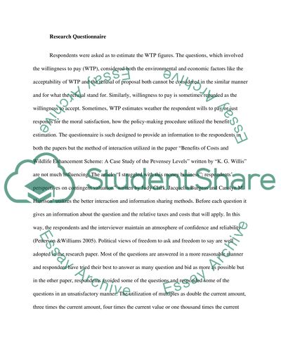 Research Design: Contingent Valuation Method