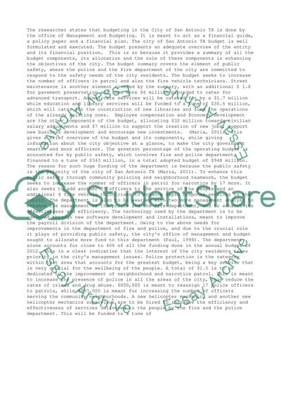 Financial Administration in the City of San Antonio TX