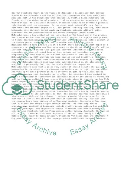 McDonalds Takes on A Weakened Starbucks