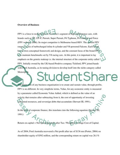 An Economic Environment Analysis Scenario for Ford Australias Ford Performance Vehicles