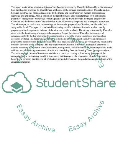 Managerial Enterprise Theory Presented by Alfred Chandler