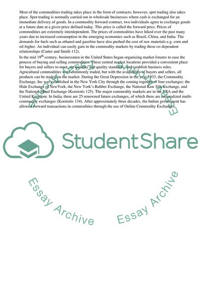 Opportunities of the Commodity Markets