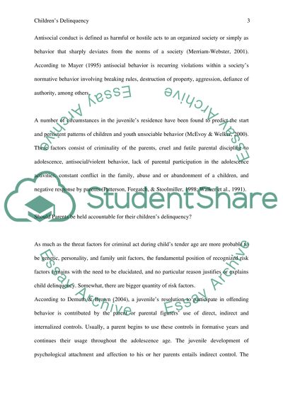 Parents Accountability for Their Childrens Delinquency