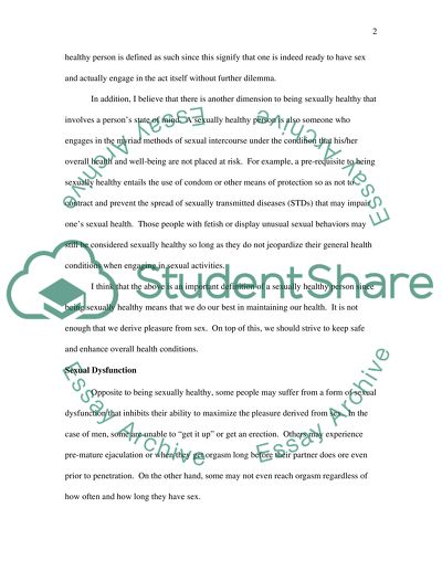 Human Sexual Health and Sexual Dysfunctions