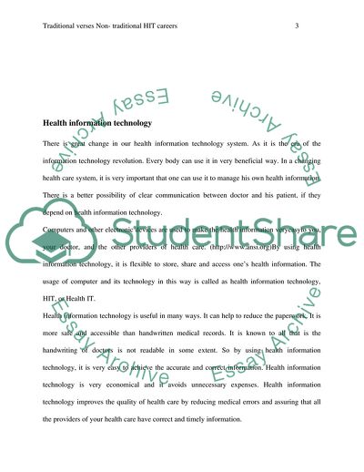 Traditional versus Non-traditional HIT Careers