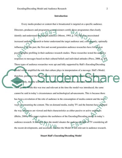 Stuart Halls Encoding and Decoding Model Usefulness in Todays Audience Research