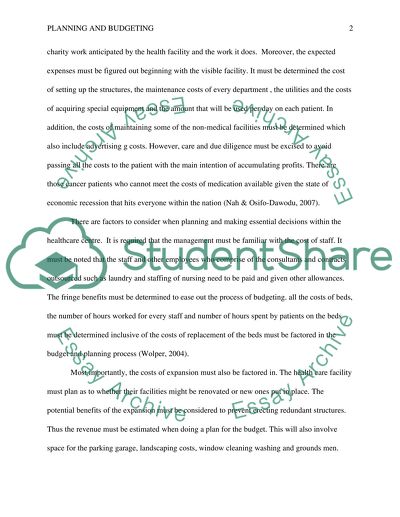 Planning and Budgeting for Women Cancer Foundation