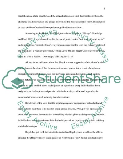Is Spontaneous Order a Form of Social Justice for Hayek