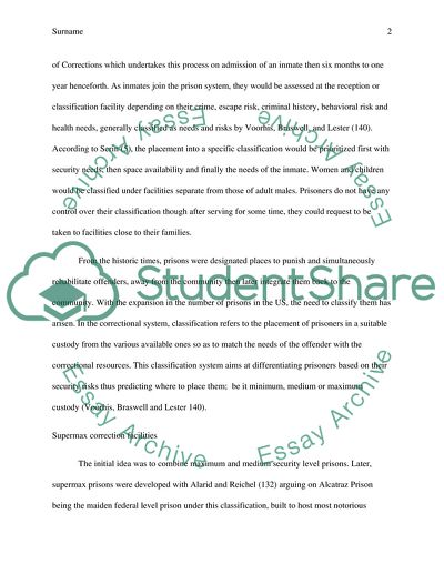 Offender correctional classification systems