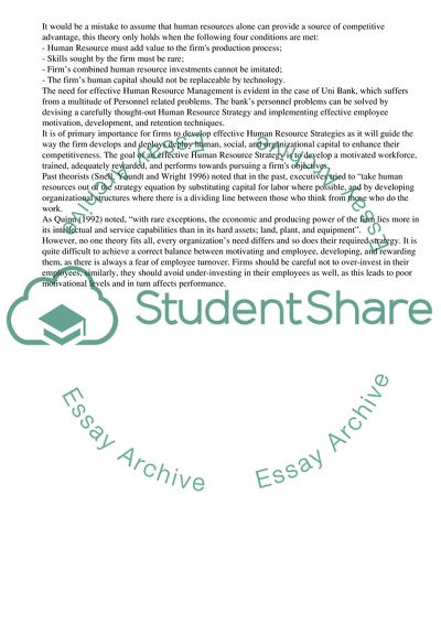 Uni Bank Human Resources Management Analysis