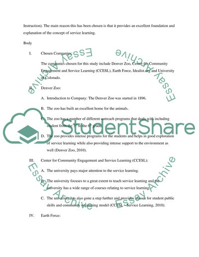 The Support of Service-Learning by Companies