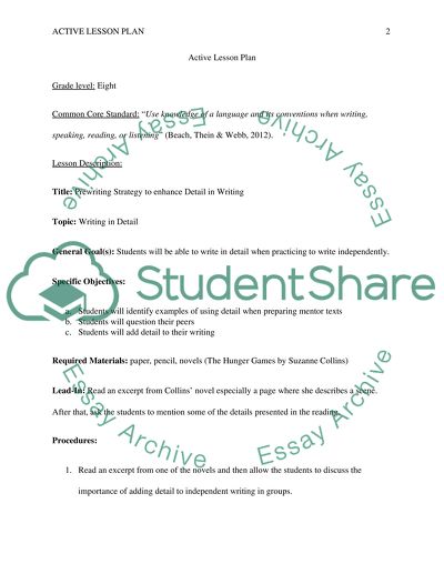 Active Lesson Plan