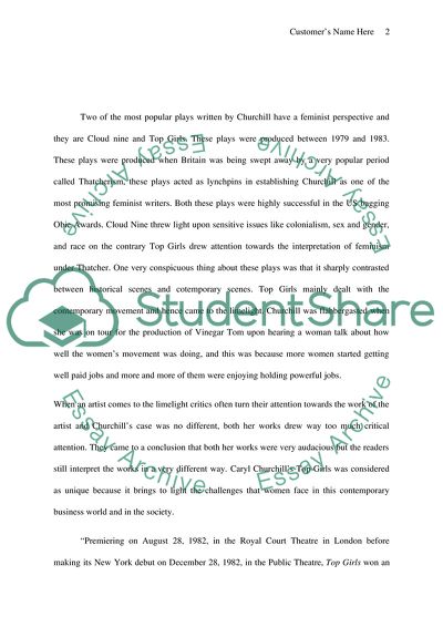 Ideas of Feminism in Caryl Churchills Cloud Nine and Top Girls
