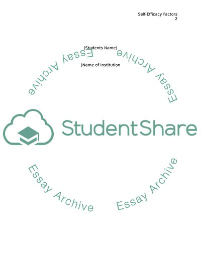 Which Factors Influence Students Self-Efficacy with Regard to Their Academic Performance