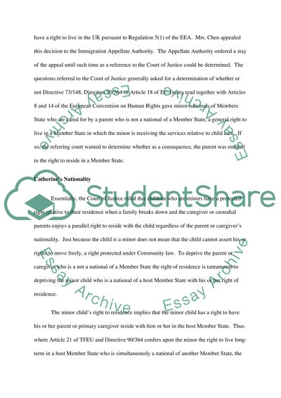 Analysis of Mr. and Mrs. Chen Case