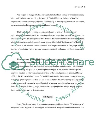 Relationship between Clinical and Experimental Neuropsychology