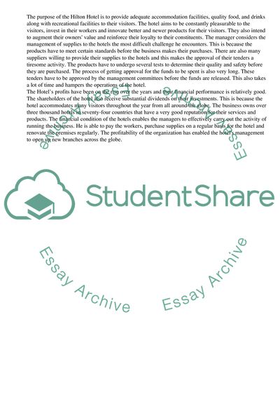 The Operations and Performance of the Hilton Hotel