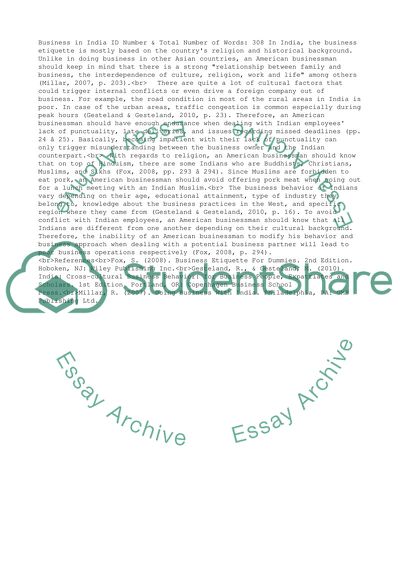 The Business Etiquette in India