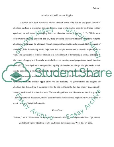 Abortion and its Economic Ripples