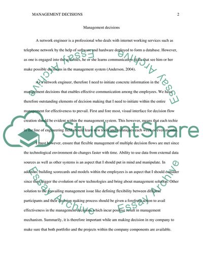 Management decisions