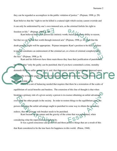 Kants Position Concerning the Death Penalty