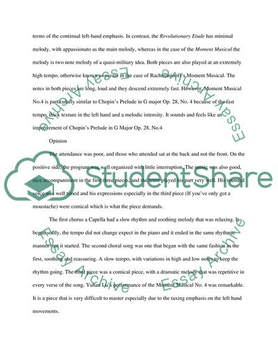 Comparison between two Pieces of a Music Class that Occurred on Friday 11th April, 2014