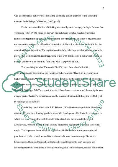 Theories and theorists with the causes and responses to problematic behaviour in children