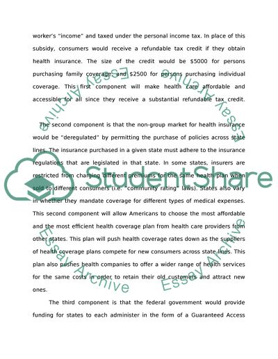 John McCains Proposal for Health Care Reform