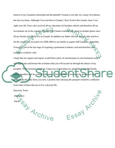 Request for My Passport