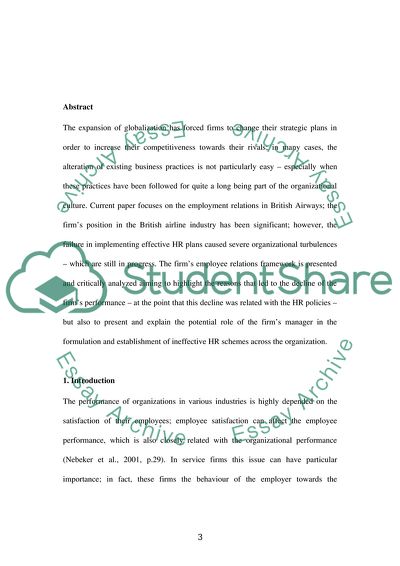 Employee Relations at British Airways