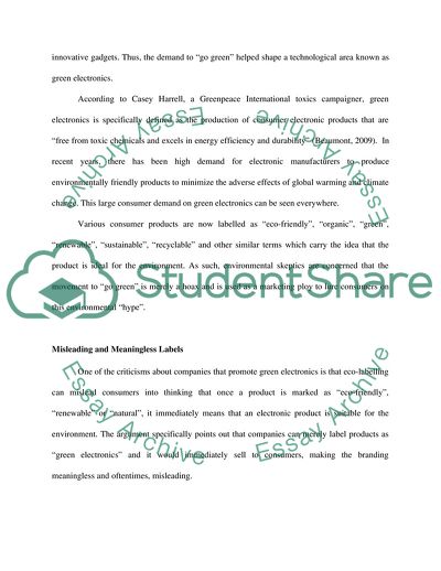 Green Electronics: Hype or Hope