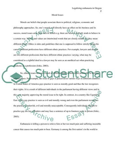 Legalizing Euthanasia in Oregon