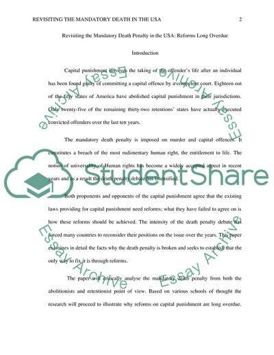 Revisiting the Mandatory Death Penalty in the USA: Reforms Long Overdue