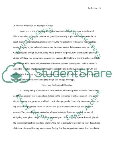Reflection on Aspergers College