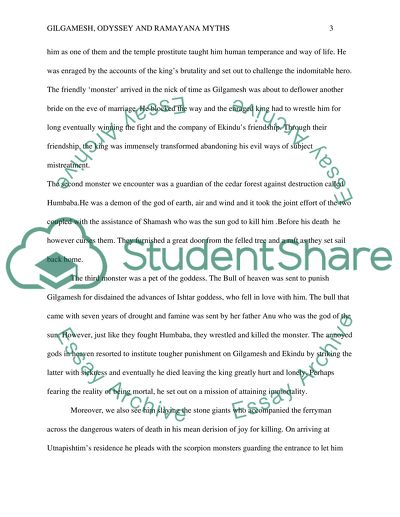 Monster Comparison and Contrast in Gilgamesh, Odyssey and Ramayana Myths