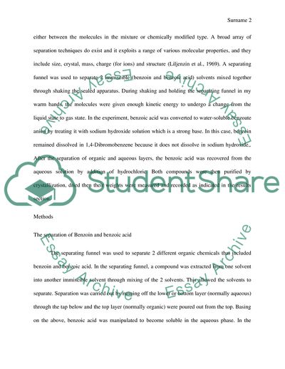 The Separation and Purification of Benzoin and Benzoic Acid
