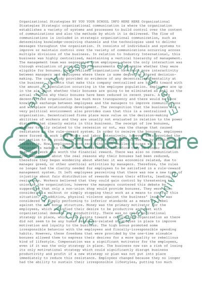 Organizational Strategies Business Case Study