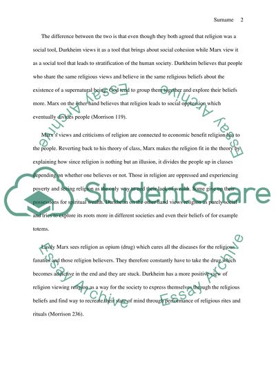 Religion as a Social Tool: Durkheims and Marxs Views