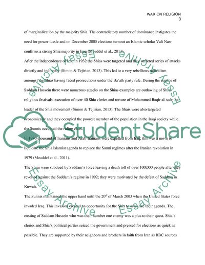 War in Iraq over Religion