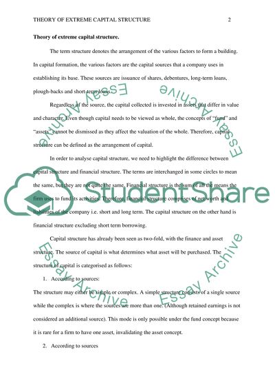 Theory of Extreme Capital Structure