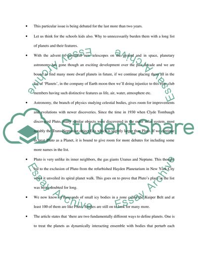 Should Pluto be considered as a Planet