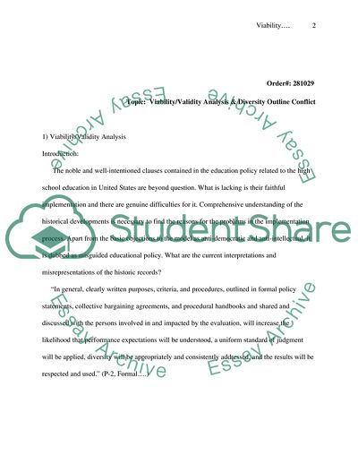 Viability and Validity Analysis and Diversity Outline Conflict