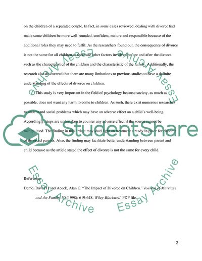 The Effect of Divorce on Children