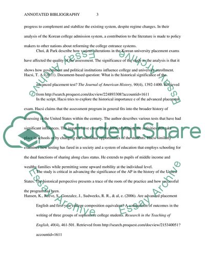 The Use of Placement Exams in Entrance into Colleges or Universities