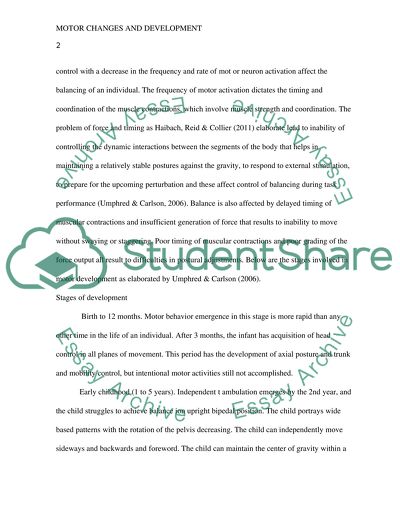Motor Development over a Lifespan