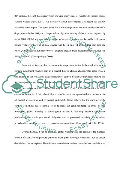 The International Debate Concerning Global Warming