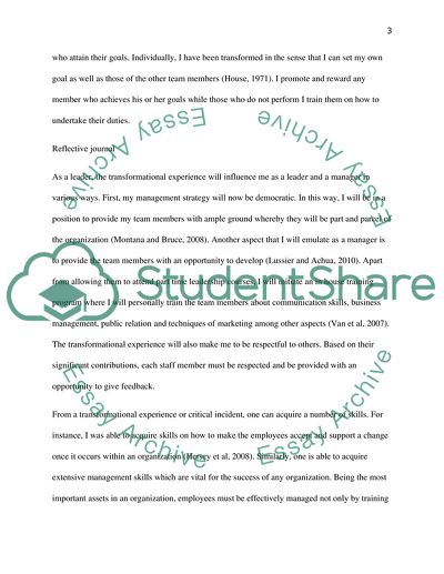 1. Leadership and Transformation 2. Reflective Journal