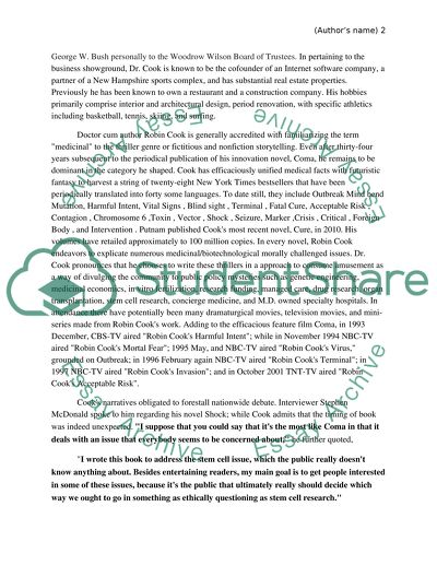 Robin Cook Englsh Research Paper